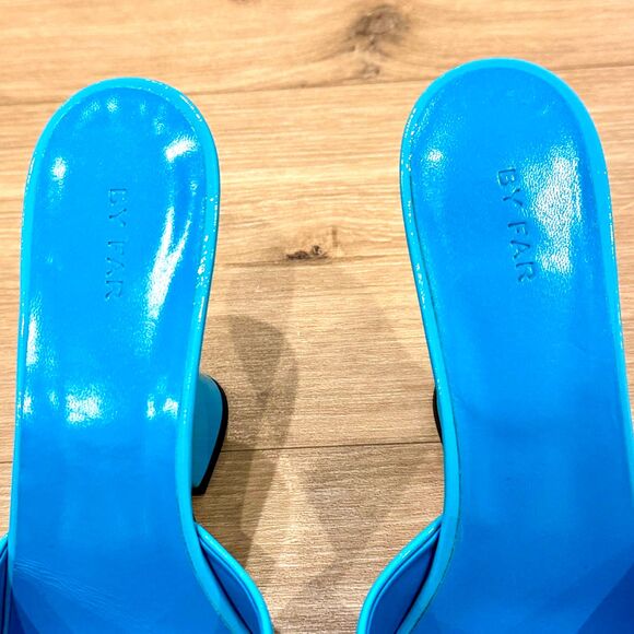 BY FAR Turquoise Open-Toe Mules - Picture 9 of 11